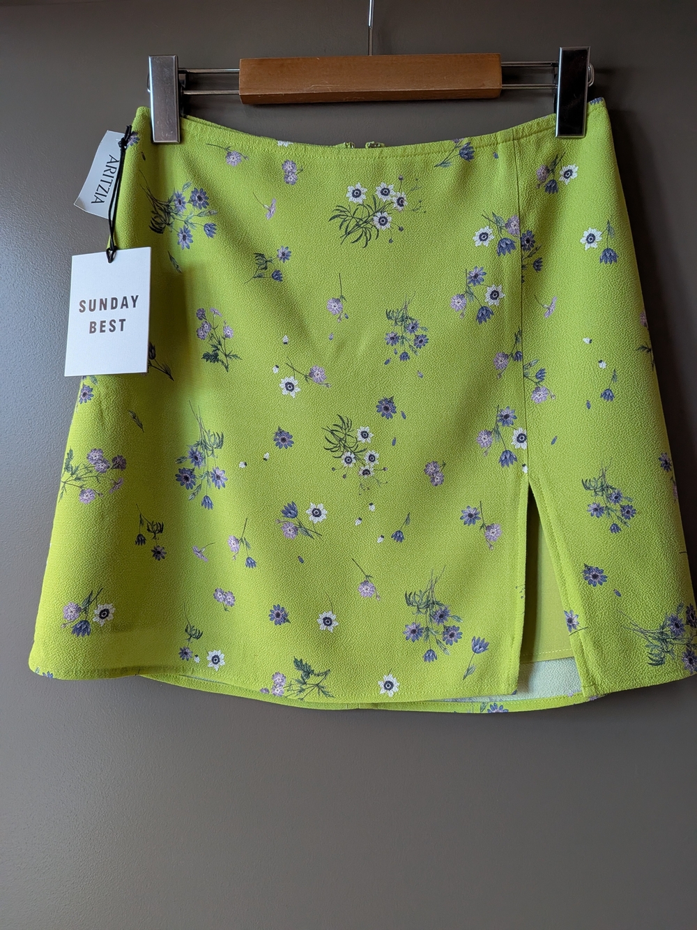 Aritzia Sunday Best Tatiana Skirt Pear Green Purple Floral NWT 2 Y2K Coquette